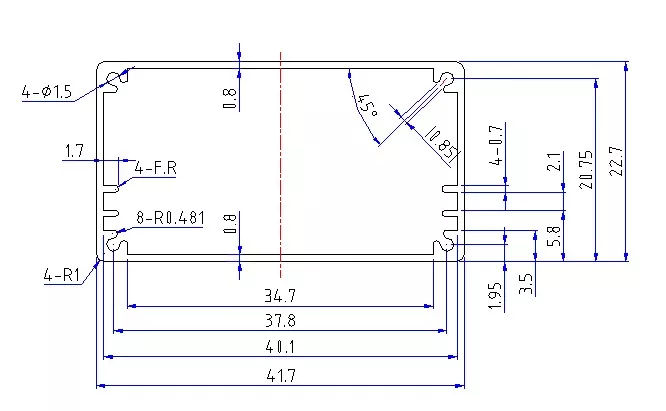42×23mm Aluminum Communication Module Housing